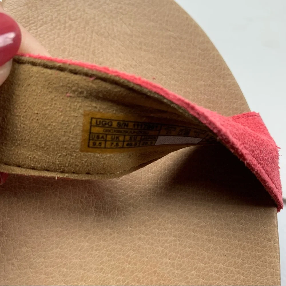 UGG April suede espadrille platform sandal coral pink 9.5 NWOB Flaw Mark 7230‎